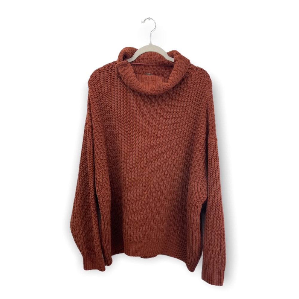 Free People Brown Oversized Turtleneck Sweater